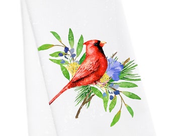 Cardinal Tea Towel, Cardinal Hand Towel, Cardinal Dish Towel, Cardinal Bathroom Towel, Cardinal Kitchen Towel, Red Bird Tea Towel