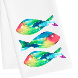 Fish Tea Towel, Fish Kitchen Towel, Fish Hand Towel, Fish Dish Towel, Fish Beach house Tea Towel, Fish Bath Towel, Coastal Tea Towel