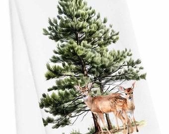 White Tail Deer Tea Towel,Deer Hand Towel, Deer Kitchen Towel, Nature Hand Towel, Buck Tea Towel,  Farmhouse Towel, Wildlife Tea Towel