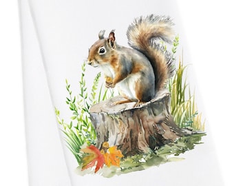 Squirrel Tea Towel, Squirrel Hand Towel, Squirrel Kitchen Towel, Nature Hand Towel, Squirrel Towel, Woodland Animal, Farmhouse Towel