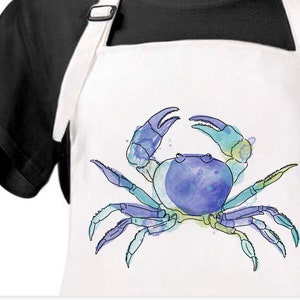 Contemporary Blue Crab Apron, Hostess Apron, Crab Kitchen Apron, Fun Crab apron, Coastal Apron, Beach house apron, Beach Housewarming Apron
