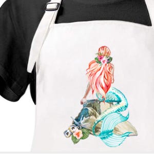 Mermaid Apron, Mermaid Kitchen Apron, Mermaid Chef, Mermaid Hostess Gift, Mermaid Kitchen Towel, Beach house, Mermaid dish towel