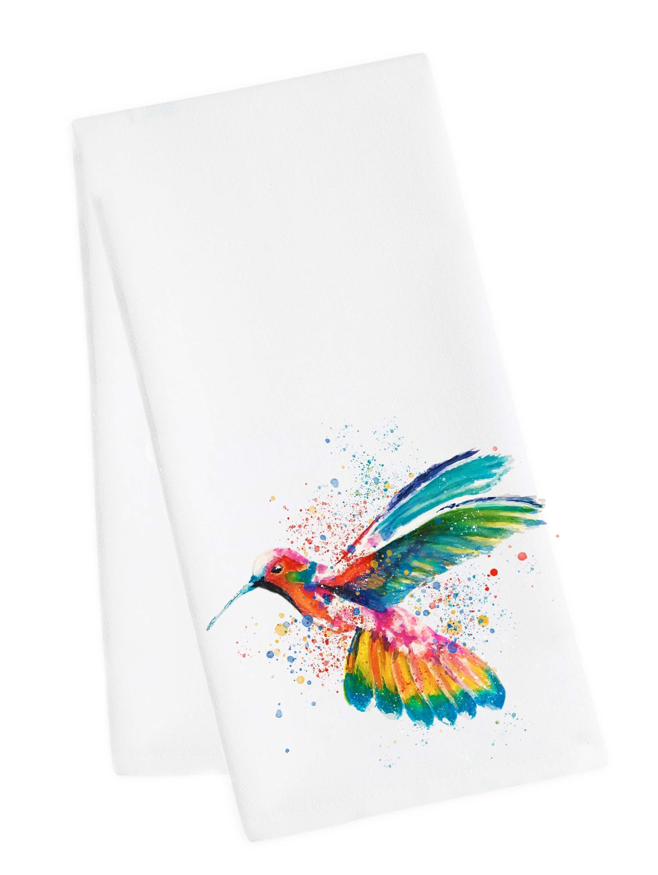 Hummingbird Jacquard Kitchen Dish Towel – Turquoise Green 100% Cotton | New With Tags