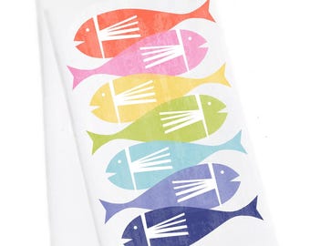 Fish Tea Towel, Fish Hand Towel, Fish Kitchen Towel, Coastal Hand Towel, Beach house Tea Towel, Beach Housewarming Towel, Beach Dish Towel