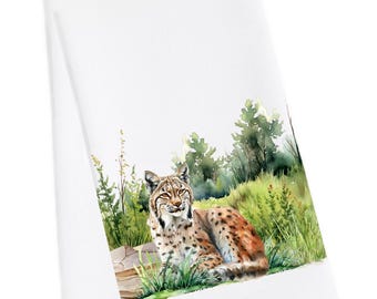 Bobcat Tea Towel, Bobcat Hand Towel, Bob Cat Kitchen Towel, Nature Hand Towel, Bobcat Towel, Woodland Animal, Animal Tea Towel, Bobcat gift