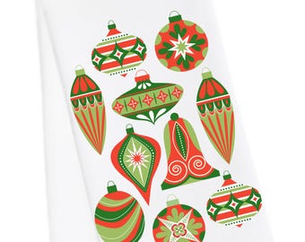 Retro Christmas Tea Towel, Holiday Tea Towel, Christmas Hand Towel, Christmas Dish Towel, Christmas Cotton Tea Towel, Christmas Towel