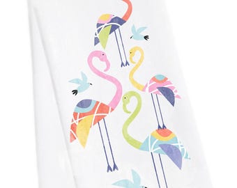Flamingo Tea Towel, Flamingo Hand Towel, Flamingo Kitchen Towel, Coastal Hand Towel, Beach house Tea Towel, Beach Housewarming Towel