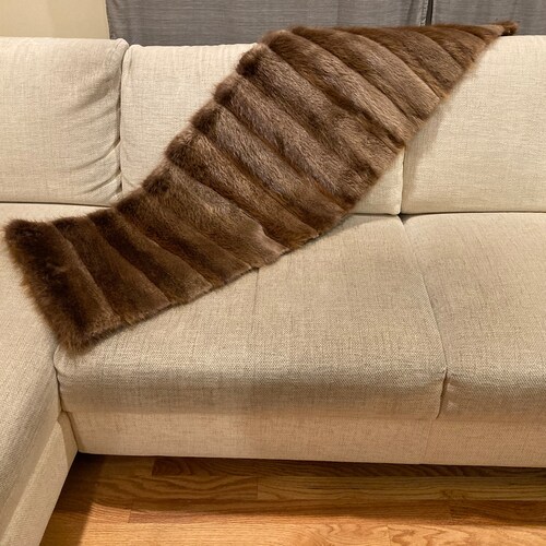 Beautiful & Soft Copper Brown Beaver Fur Throw Blanket - New Satin Lining - Vintage Fur shops