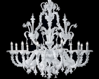 Creamy White Murano Glass Chandelier | Venetian Glass | Italian Lighting | Vintage Inspired Chandelier | Murano Glass