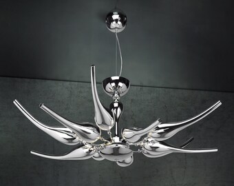 Chrome Plated Murano Glass Pendant Chandelier | Venetian Glass | Murano Lighting | Modern Chandelier