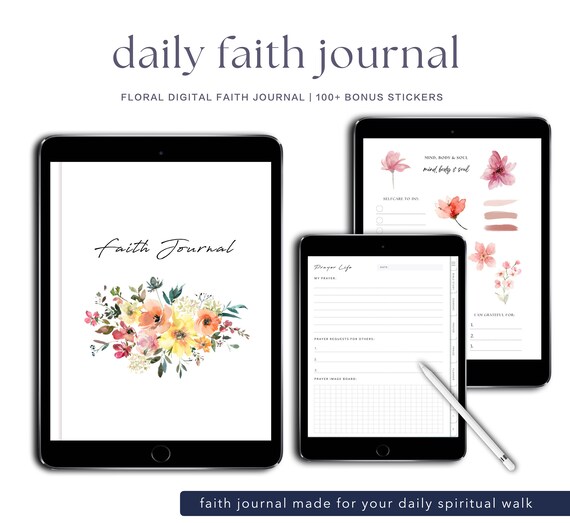 Christian Faith Digital Journal Floral Digital Faith Etsy