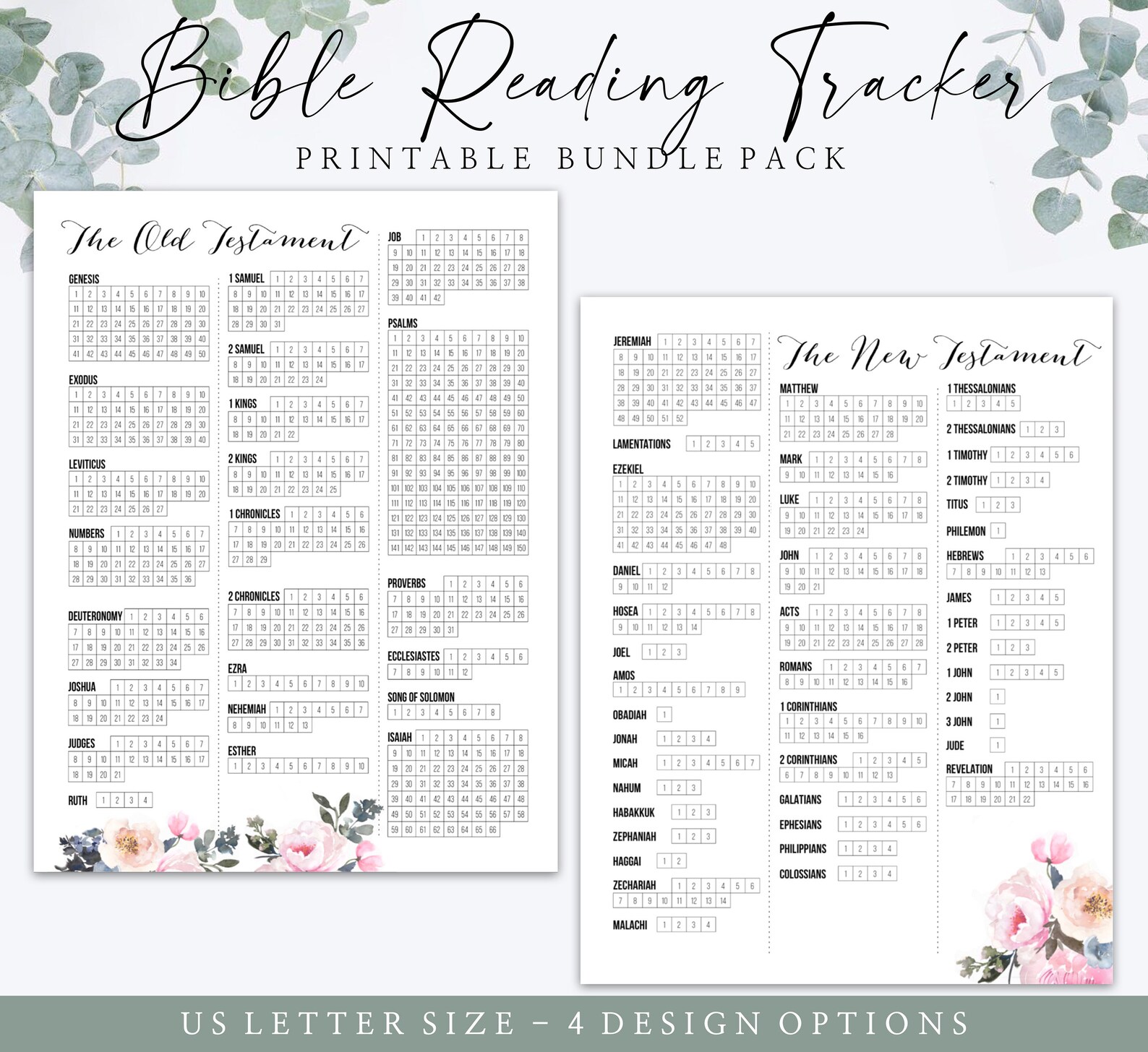 Printable Bible Reading Tracker Bundle Pack Old and New | Etsy