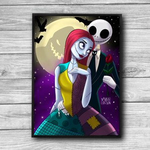 Simply Meant To Be | Jack and Sally inspired 8x10 Art Print | Wall Art