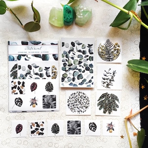Pack de stickers Botaniques, 11 stickers de plantes par pack, autocollants vinyl pour scrapbooking, bullet journal, agenda, cadeau plantes