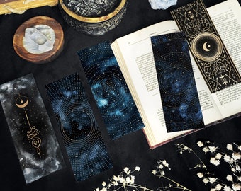 Celestial Bookmarks, Moon Bookmarks, Witchy Bookmarks, Spiritual Witchy Gift, Book lovers gift, dark academia, whimsigoth stationery