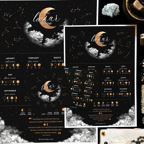 Moon Phase Christmas 2022 Moon Calendar 2022 Lunar Calendar 2022 Moon Phases Print | Etsy