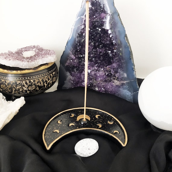 Moon Dish and Incense Holder, Handmade Clay Incense Burner
