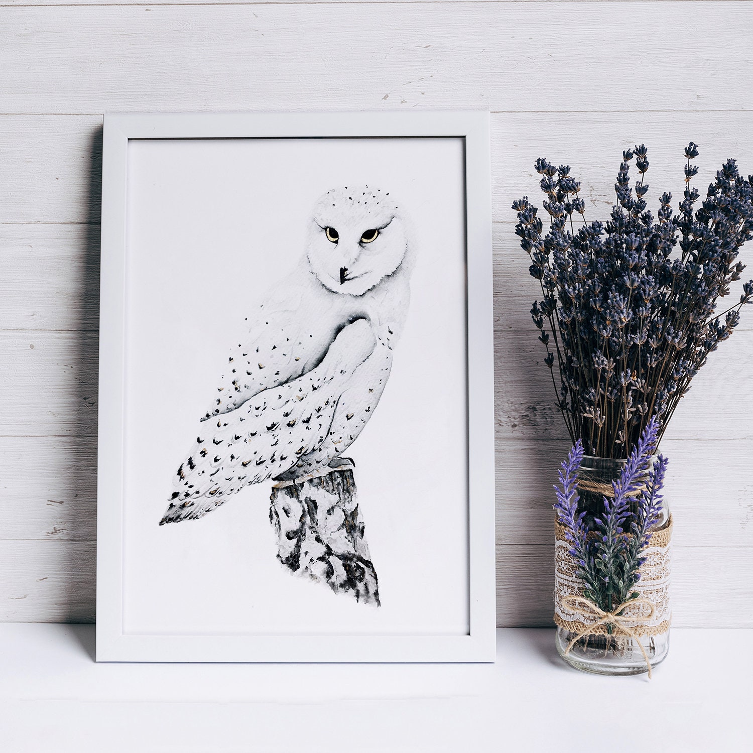 Snowy Owl Print White Owl Art Totem Animal Wall Art White - Etsy Norway