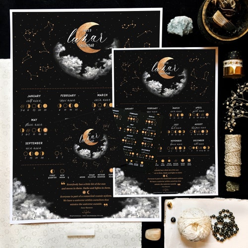 2023 Moon Calendar Lunar Calendar 2023 Moon Phases Print - Etsy