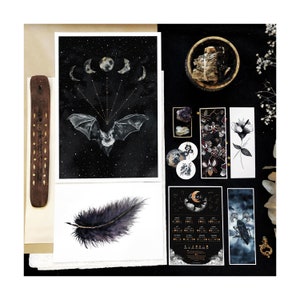 Witchy Art Mystery Box, Mystery Pack of Prints, Cards, Bookmarks, stickers, crystals, Surprise Pack, Grab Bag Stationery, Christmas Gift