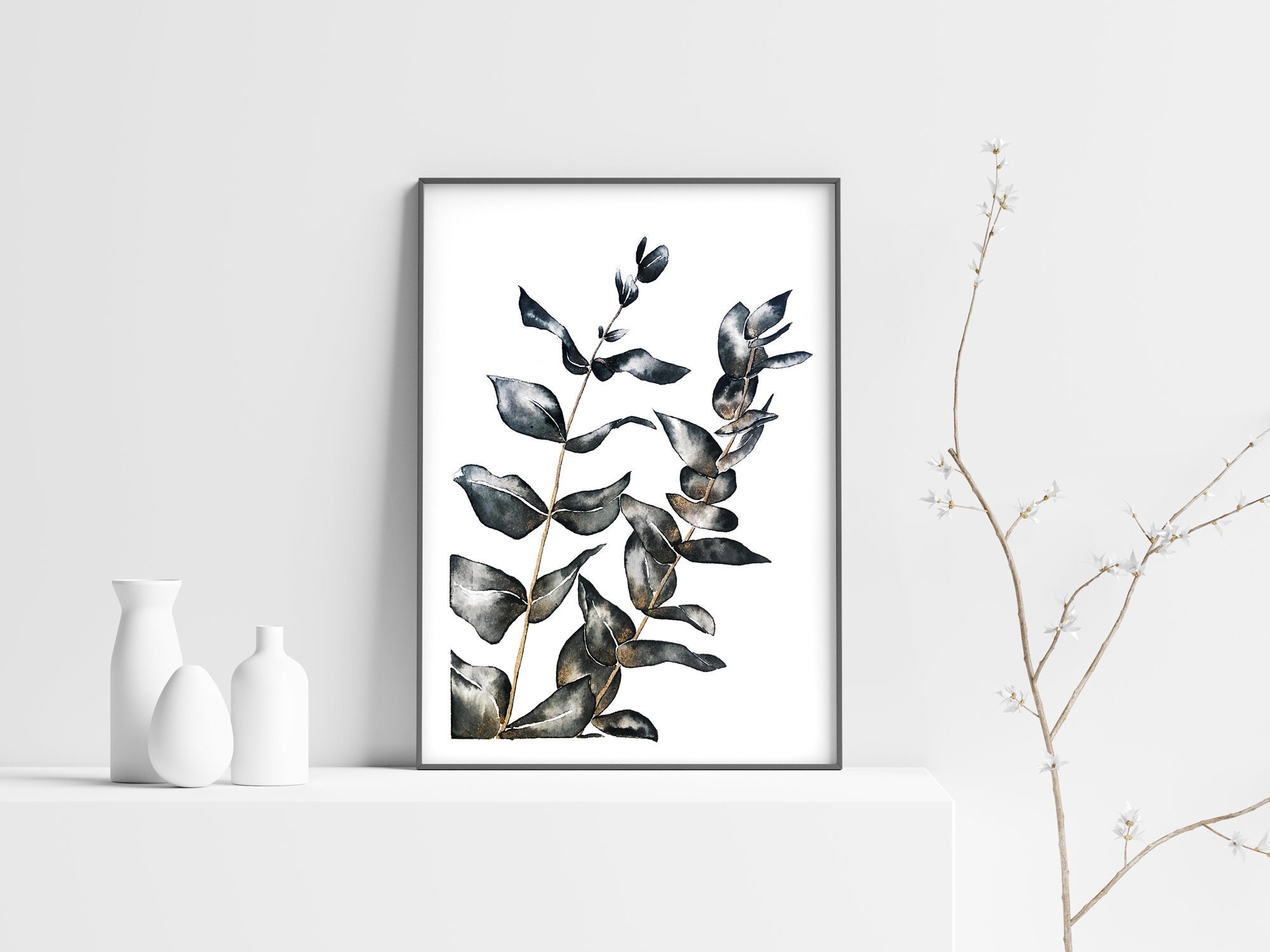 Botanical Printable Eucalyptus Photo Tropical Plant Plant Eucalyptus Farmhouse Poster Eucalyptus Print Interior Decor Natural Tones