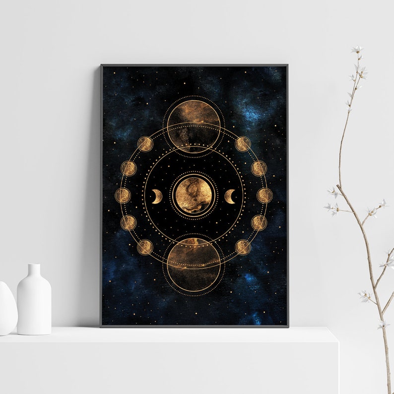Moon Phases Print, Celestial Wall Art, Witchy Home Decor - Etsy