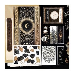 Pack Mystère Art, Thème Noir et Or, Lot Surprise d' affiches, papeterie, cartes, marque-pages, stickers et cristaux, idée cadeau de Noël