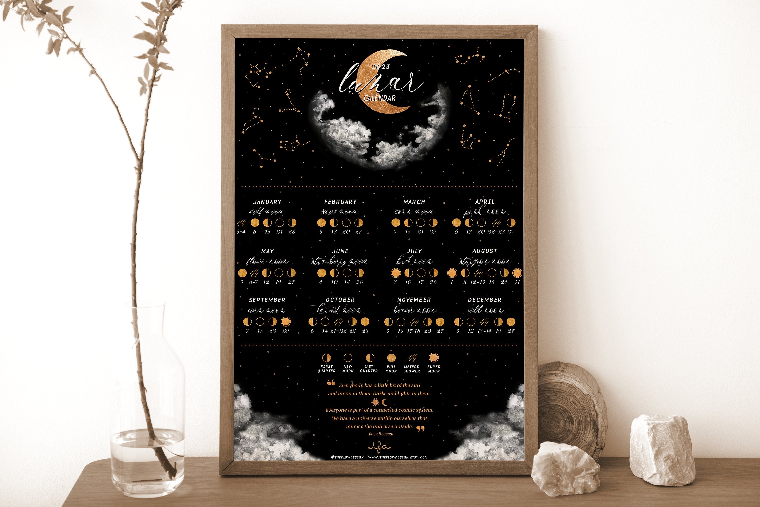 Calendario lunar 2023 Calendario lunar 2023 Impresión de Etsy México