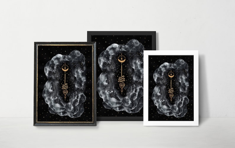 Affiche D'art Rétro 'Stargazer Moon Girl' - Impression Céleste Pleine Lune Astronomie - Décoration Murale Vintage