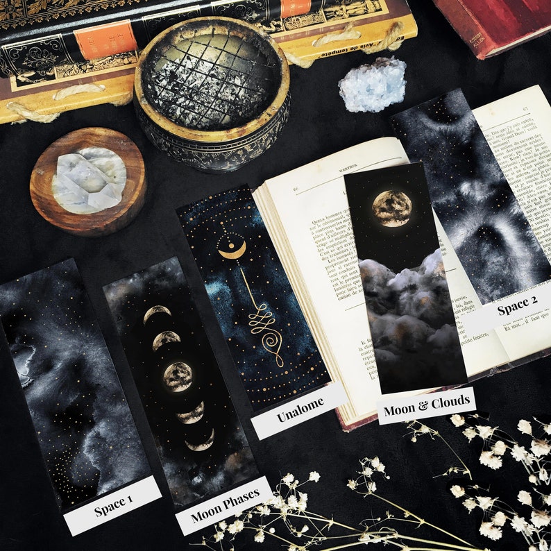 Celestial Bookmarks Set or Individual, Moon Bookmarks, Celestial Stationery, Spiritual Witchy bookmarks, Book lovers gift image 9