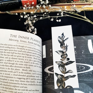 Botanical Bookmarks Set or Individual Black and Gold Plants Eucalyptus