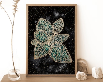 Jewel Orchid Botanical Print: Witchy Celestial Plant Wall Art