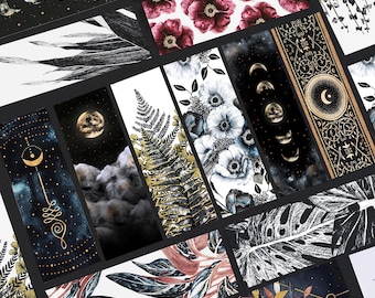 Bookmarks Set, Mystery Pack of Celestial Witchy bookmarks or Floral and botanical bookmarks, Grab Bag, Book lovers gift