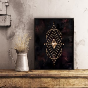 Stampa stregonesca, arte murale spirituale, simbolo di arte mistica, decorazione gotica stravagante, decorazione spirituale stregonesca, regalo stregonesco, regalo di arte spirituale