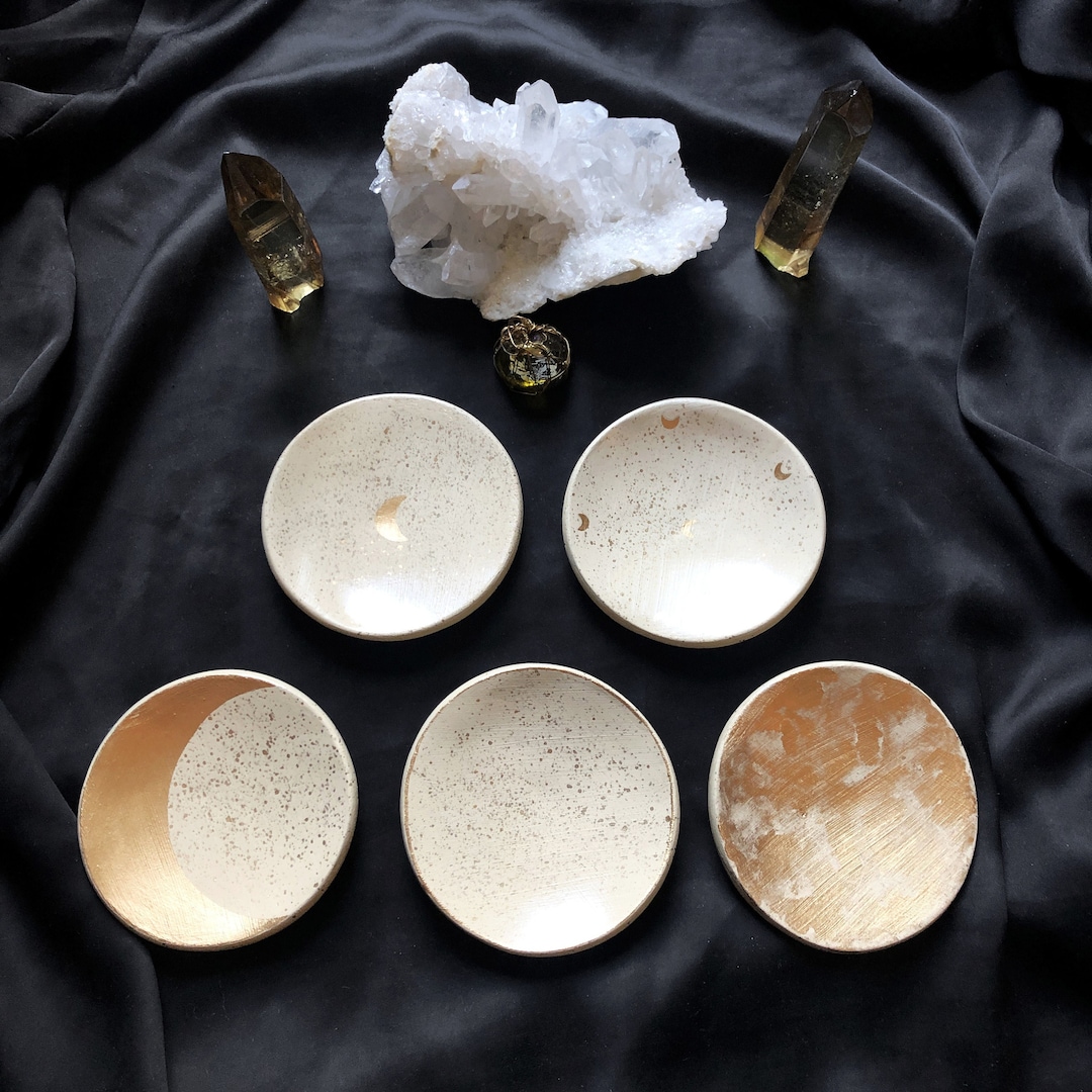 Celestial Dishes, Small Handmade Moon Dish, Clay Bowl, Moon Trinket
