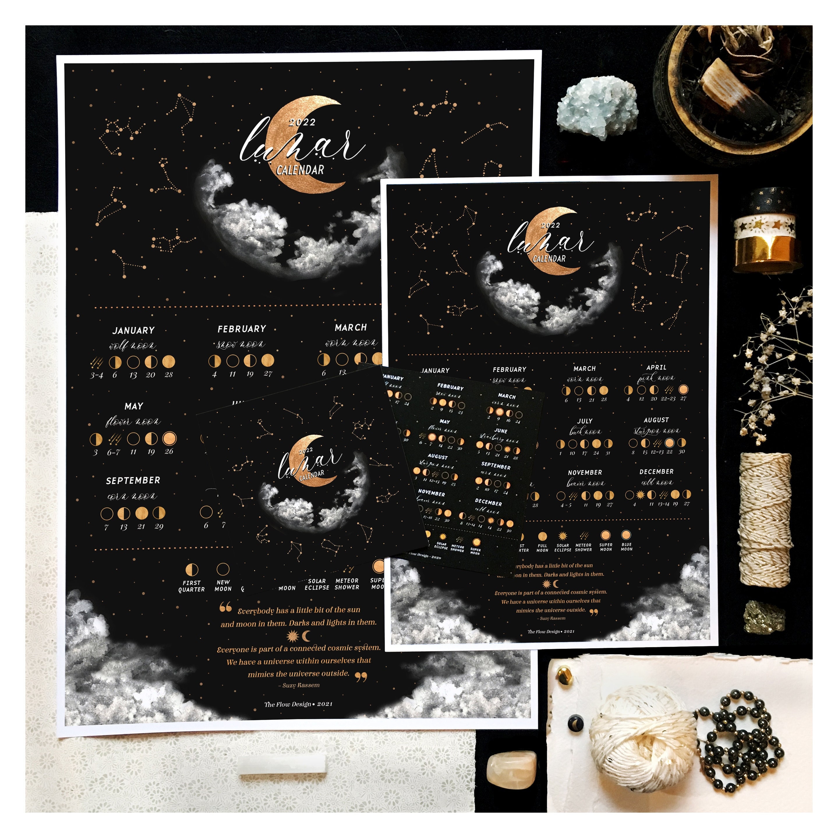 Christmas Full Noon 2022 Moon Calendar 2022 Lunar Calendar 2022 Moon Phases Print | Etsy