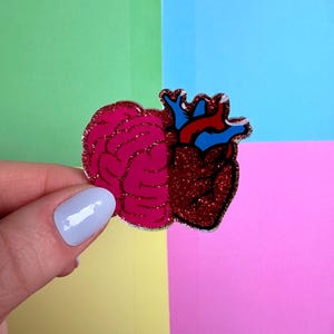 Brain and Heart Nurse Badge Reel, Acrylic Badge Reel, Cute Badge Reel, ID Badge Holder, Removable Acrylic Badge Reel