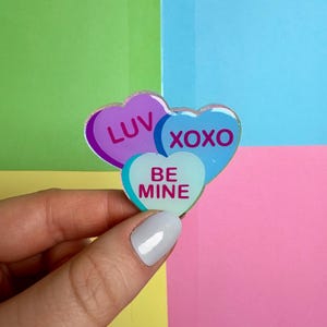 Valentine Heart Candy Badge Reel, Acrylic Badge Reel, Cute Badge Reel, ID Badge Holder, Removable Acrylic Badge Reel
