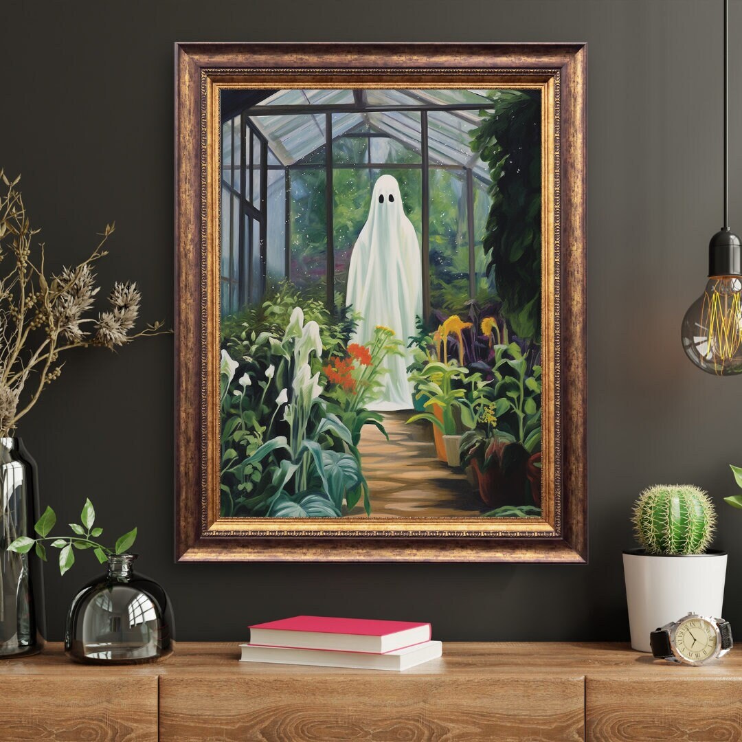 Greenhouse Ghost Plant Lover Wall Art Sage Green Vintage Print ...
