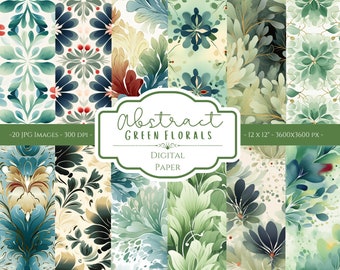 Blumen Abstraktes Digitales Papier Nahtloses Salbei Grün Blumen Scapbook Büroklammer Kunst Papier für Stationäre Kunst und Handwerk Hochzeit Papier