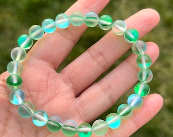 Green Mystic Aura Quartz (Mermaid Tears) Beaded Bracelet