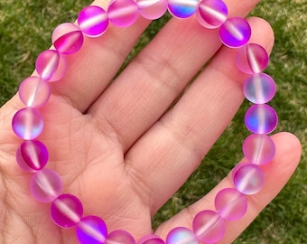 Purple Mystic Aura Quartz (Mermaid Tears) Beaded Bracelet