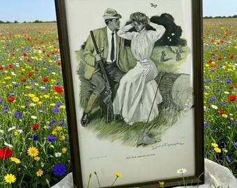 Vintage When We're Together Shooting Lovers Print Clarence F. Underwood 1906