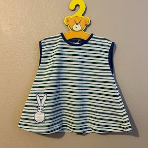 Vintage 60s Hanes Striped Bunny 4T Boys Top Baby Toddler Top Bunny Character Striped Tank