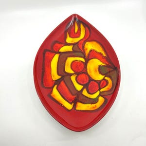 Vintage Poole Pottery Delphis Series Oval Orange Plate Hand Painted Catchall 70s