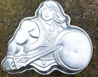 Vintage He-Man Cake Pan Mattel Wilton 1983 Aluminum Cake Pan