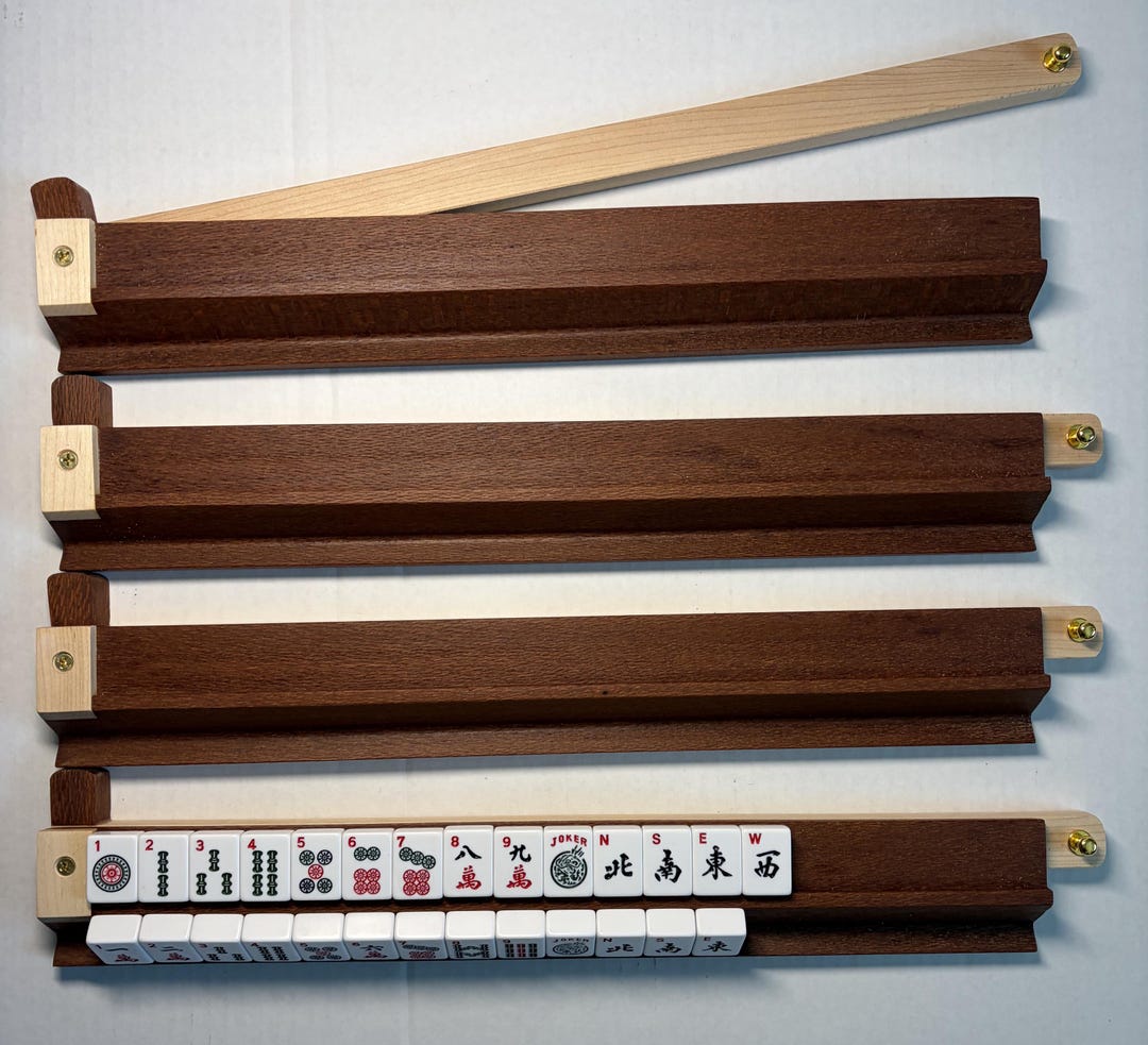 Lacewood With Maple Accent Mahjong Racks With Integrated Pushers - Etsy