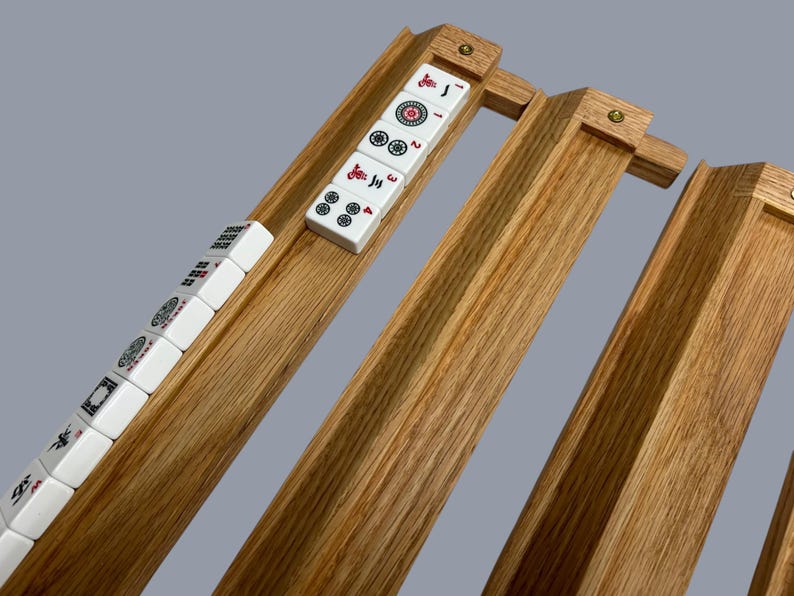 Oak Mahjong Racks With Pivoting Pushers - Etsy