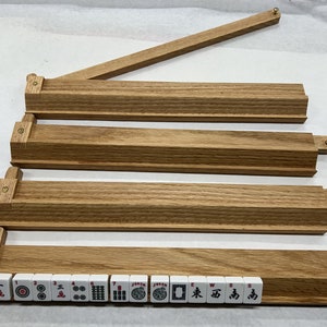Oak Mahjong racks with pivoting pushers