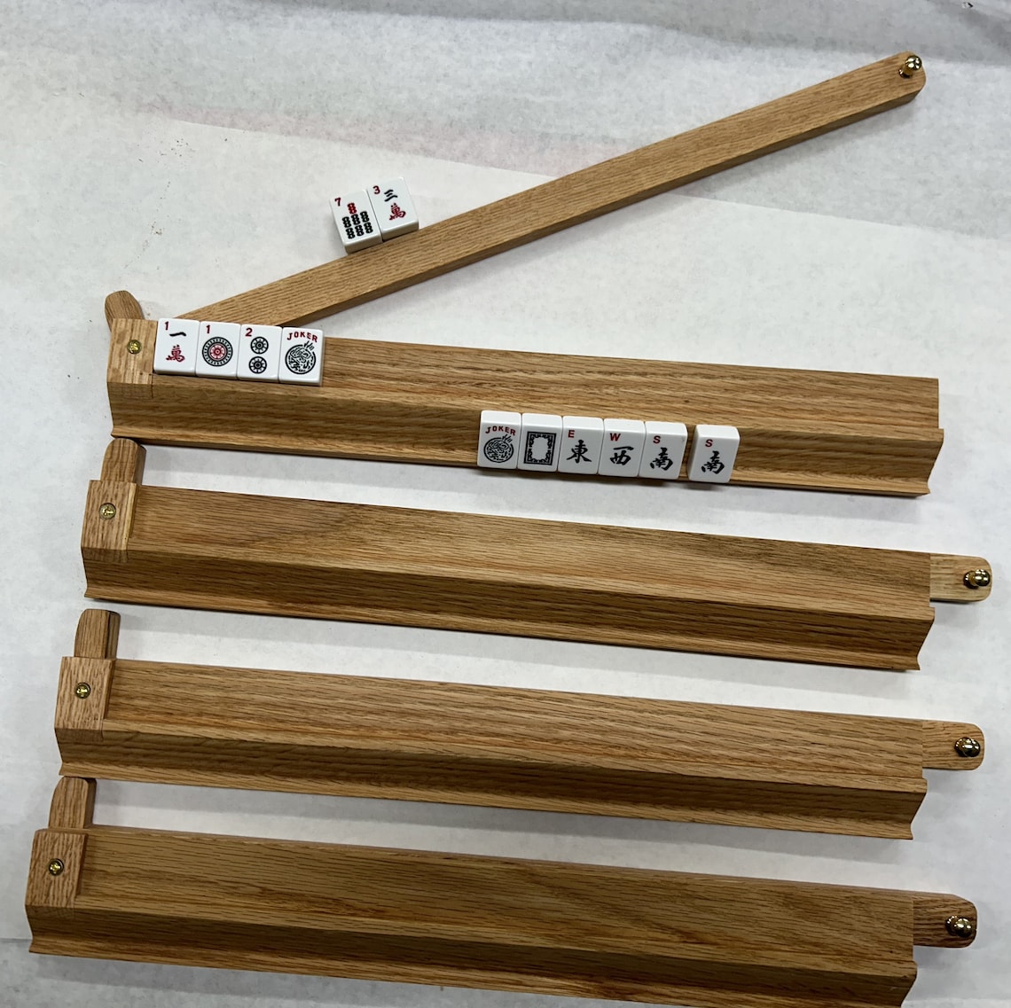 Oak Mahjong Racks With Pivoting Pushers - Etsy